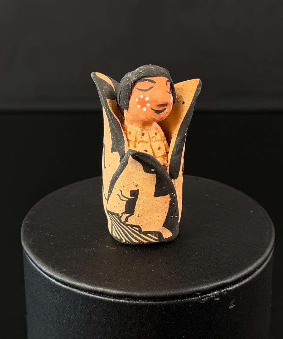 Angelina Medina Acoma Pueblo Pottery Cornwoman: 2 1/4" tall, 1 1/4" diameter.