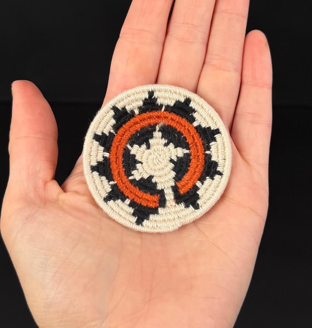 Navajo Indian Wool Miniature Wedding Basket: 2" diameter.