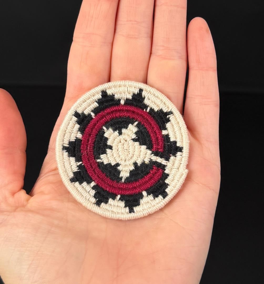 Navajo Indian Wool Miniature Wedding Basket: 2" diameter.