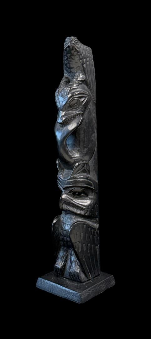 Haida Northwest Coast Argillite Totem Pole: 6" by 1 1/2" by 1 1/2".