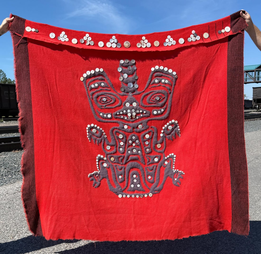 Haida Tlingit Northwest Coast Button Blanket: 60" by 62". First Quarter of the 19th Century.