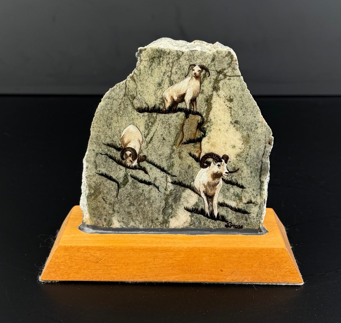 Alaskan Inuit Eskimo JAG Stone Works Painted Rock (1 of 6)