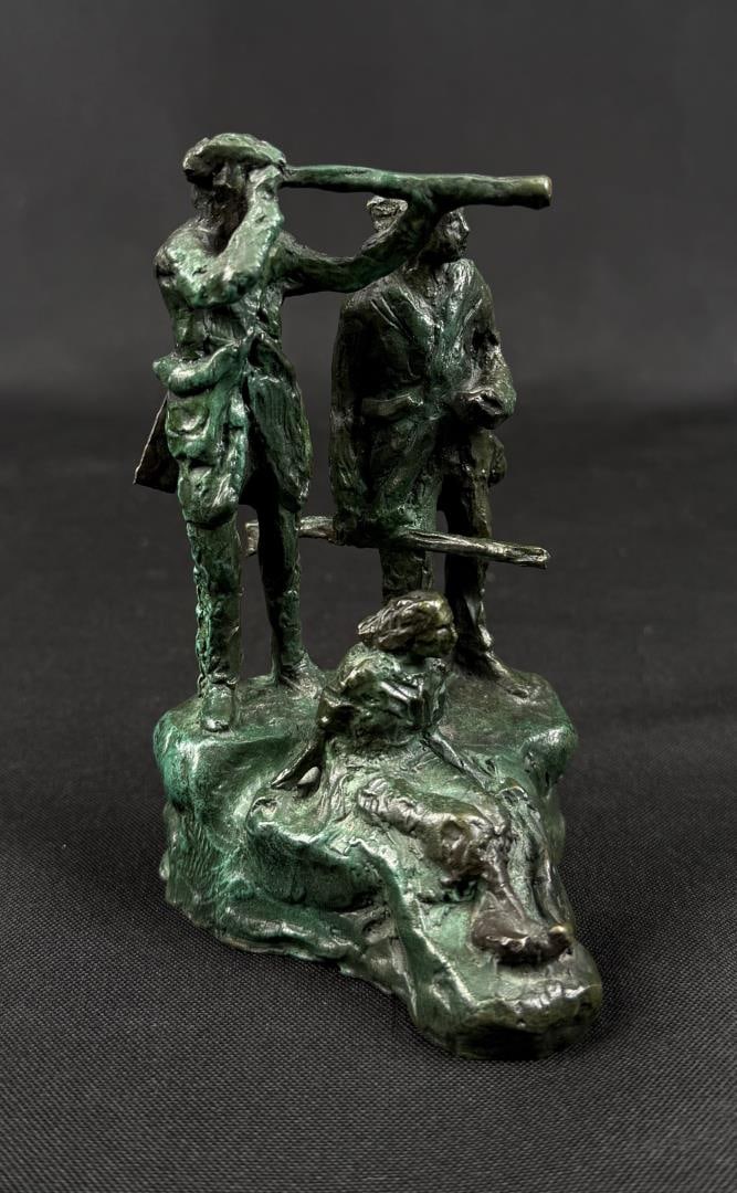 Bob Scriver Lewis Clark and Sacagawea Bronze: Title is Lewis, Clark and Sacagawea. 1974. 2 7/8" by 3 1/4" by 4 7/8". Edition Number 7. Bob (Robert Macfie) Scriver (1914 - 1999) was active/lived in Montana. Bob Scriver is known for Animal and west