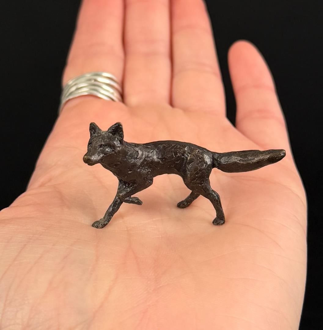 Butler and Peach Running Fox Miniature Bronze: 1/2" by 1" by 1 7/8".
