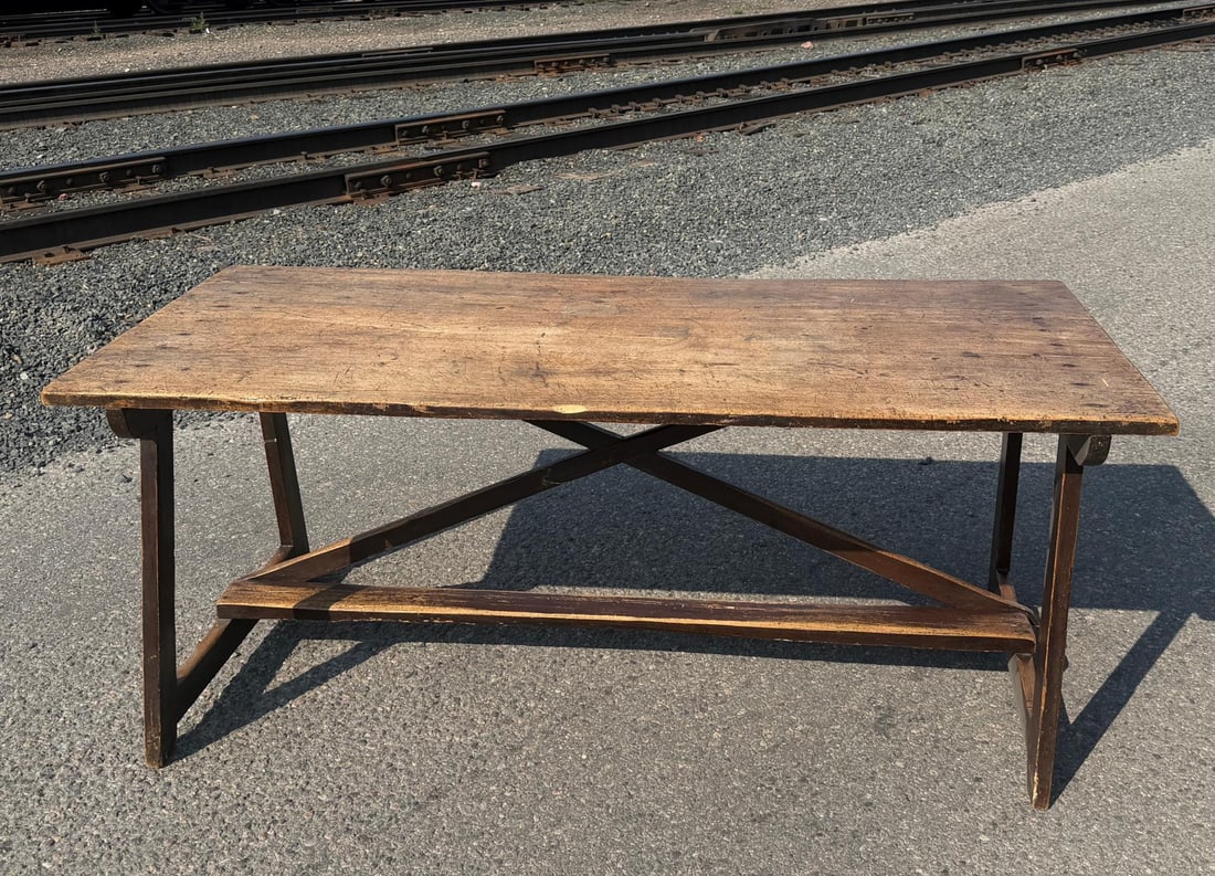Antique Single Plank Slab Top Farm Refectory Table (1 of 9)
