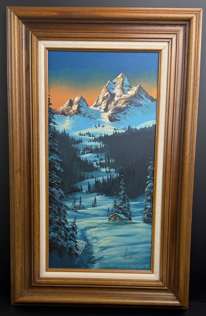 Robert Walton Winter Cabin Painting (1 of 5)
