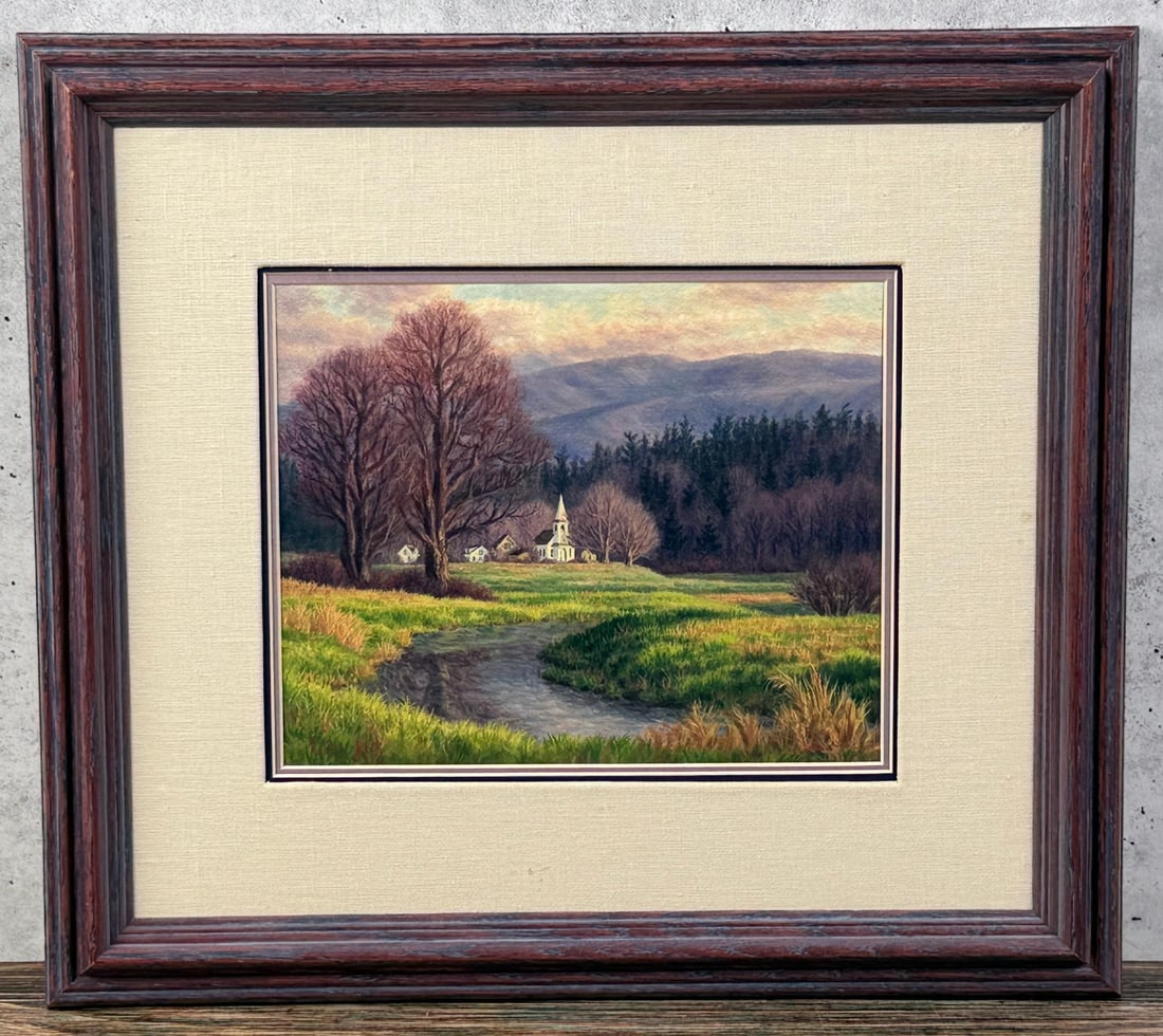 Randy Van Beek Winter into Spring Painting: Title is Winter Into Spring. 8" by 10" unframed. 15 1/2" by 17 1/2" framed. Oil on Board. Randy Van Beek (Born 1958) is active/lives in Washington. Randy Van Beek is known for Western landscape painti