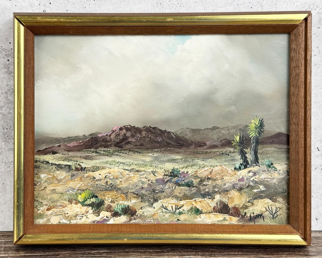 Judy Dy'ans Joshua Tree Painting: Title is Joshua Tree. 6" by 8" unframed, 7" by 9" framed. Oil on Board. Judy Dy'ans (20/21st century) is active/lives in Florida. Judy Dyans is known for Seascape painting. Born and raised in San Fran