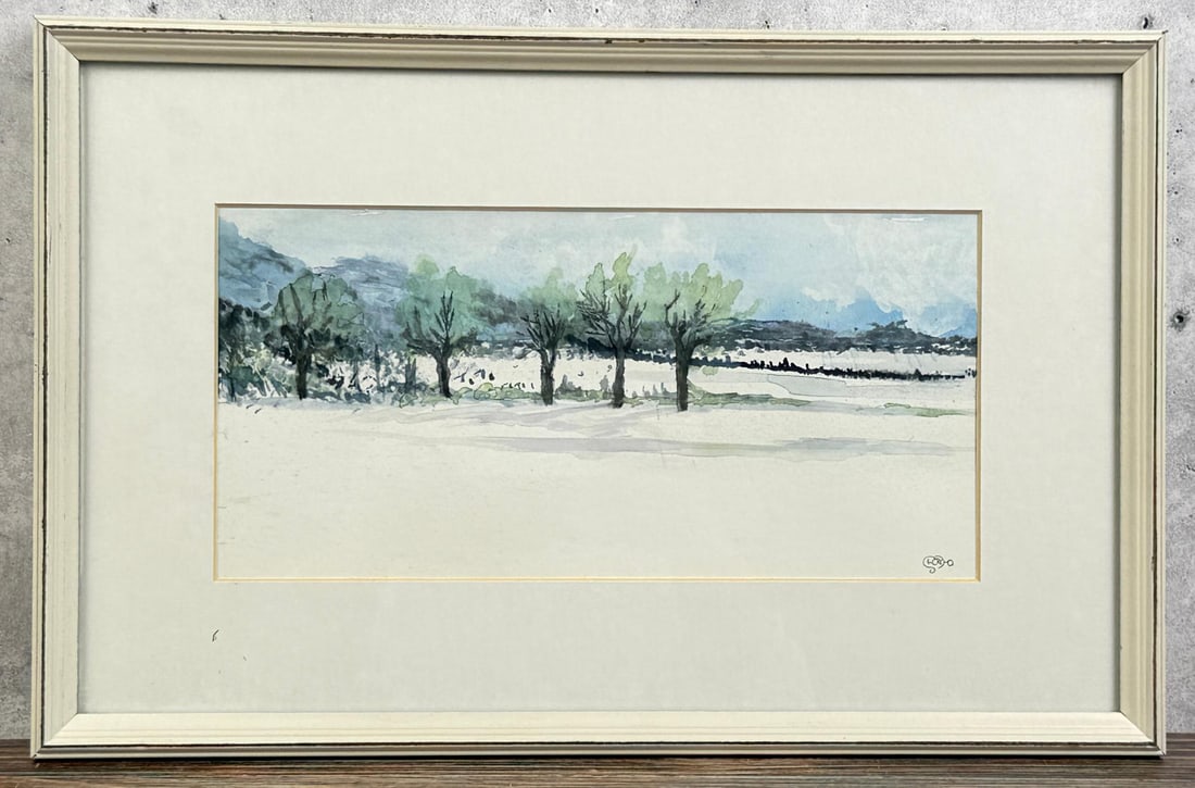 Linda Short Landscape Watercolor Painting: 11" by 17" framed.