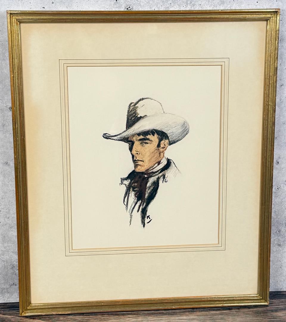 William Henry Dethlef Koerner Ed Breem Painting: Title is Ed Breem. 10" by 12" unframed. 17" by 20" framed. Watercolor and Charcoal on Paper. Provenance: Forest Fenn Gallery, Brian Lebel's Cody Old West Auction June 26th 2021 Lot 54. Illustrated for