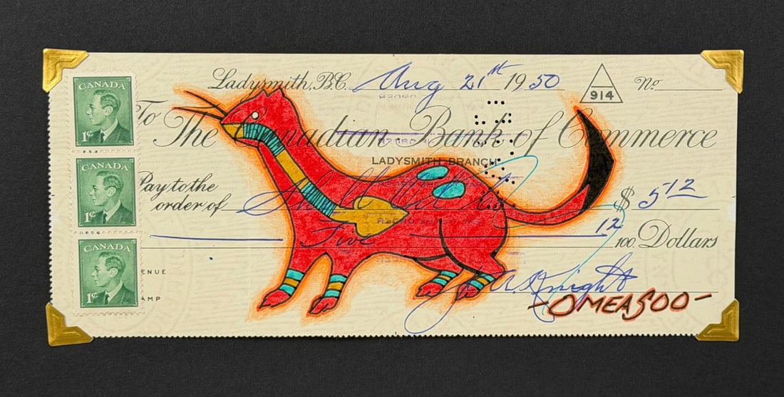 Lyle Omeasoo Blackfeet Montana Ledger Painting: Title is Red Weasel. Measures 3 3/8" by 8 1/4". Lyle Omeasoo, was born on the Blackfeet Reservation in Montana. He is of the Blackfeet and Cree tribes. His children inspire him to paint and to be a go