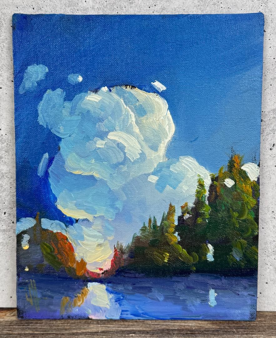 William Hawkins The Coming Storm Oil Painting: Title is The Coming Storm. 8" by 10" unframed. Oil on Board. William Hawkins (Born 1962) is active/lives in Arizona. Wm. Hawkins is known for his colorful and stylized impressionist oil paintings. His