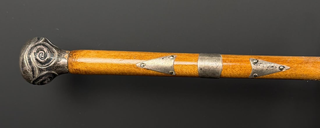 Civil War Sterling Silver Mounted Walking Stick: 32 1/2" long.