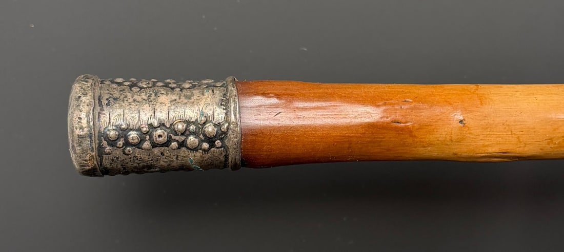 Irish Blackthorn Sterling Mounted Walking Stick: 34 1/8" long.