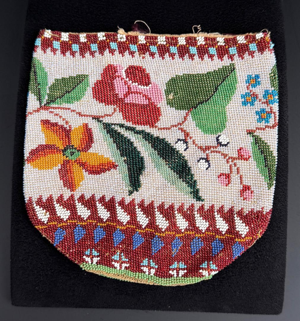 Civil War Era Beaded Pouch or Bag: 5 1/2" by 5 1/4"