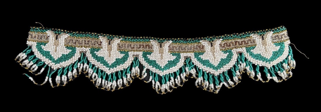 California Pima American Indian Beaded Collar: 13" long as displayed.