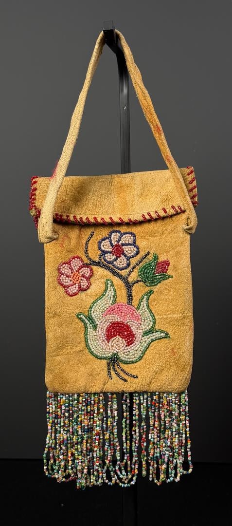 Plateau Native American Beaded Bag: 12 3/4" by 6 3/8" as displayed. Second Quarter of the 20th Century.