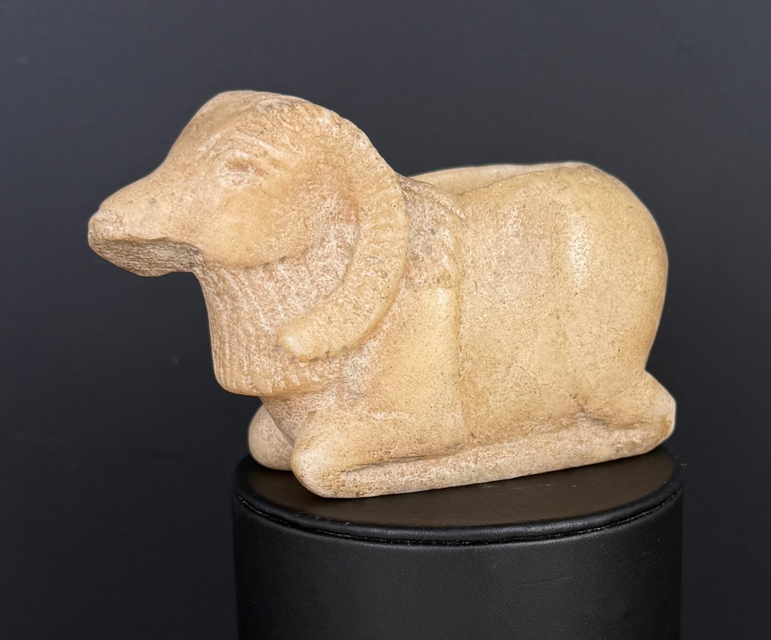 Ancient Indus Harappan Alabaster Reclining Mouflon (1 of 7)