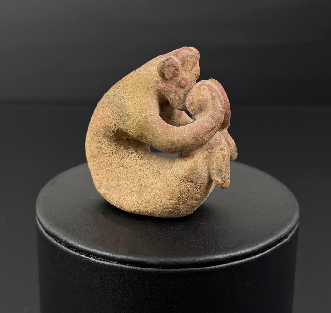 Ancient Asian Terracotta Seated Monkey: 1 3/4" by 1 3/4" by 1 1/8". Ex. Private Maryland Collection. Acquired at Alex Cooper (Auction), MD, March 2014