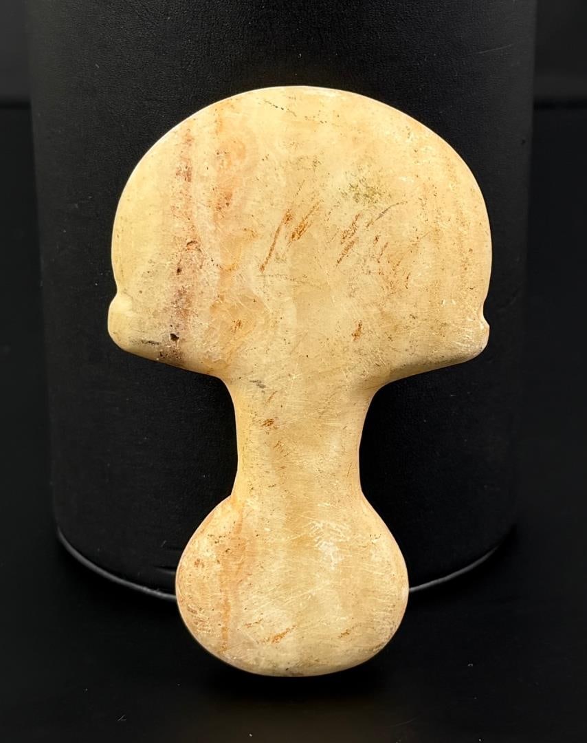 Ancient Anatolian Marble Kusura Beycesultan Idol: 3 1/2" by 2 1/8" by 1/2". Kusura type, early Bronze Age II, circa 2700-2100 B.C. Provenance: From the estate of Andrew Cunningham Ware. Andrew Cunningham Ware Collection (1945?2024), South Florida. Fo