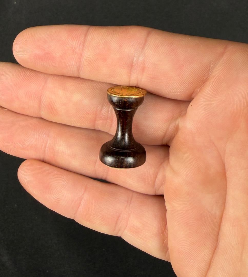 Antique Rosewood Wax Seal: Adieu until we meet again. 7/8" by 1/2" by 1/2"