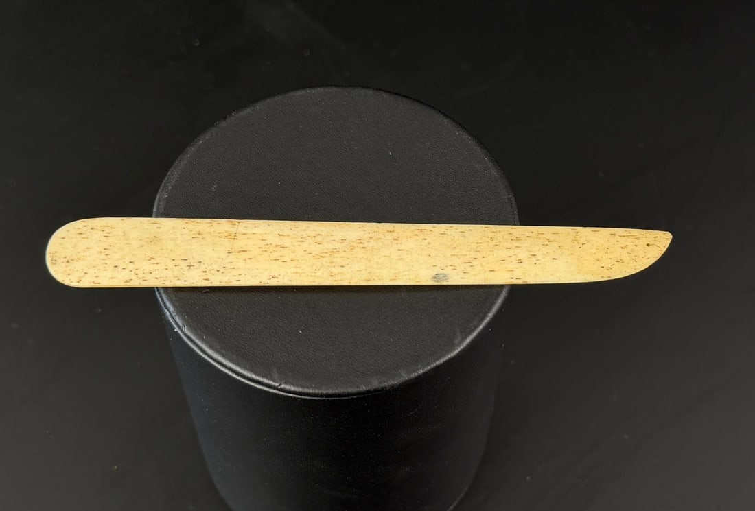 Whaler Made Scrimshaw Whale Bone Letter Opener: 5 1/4" long.
