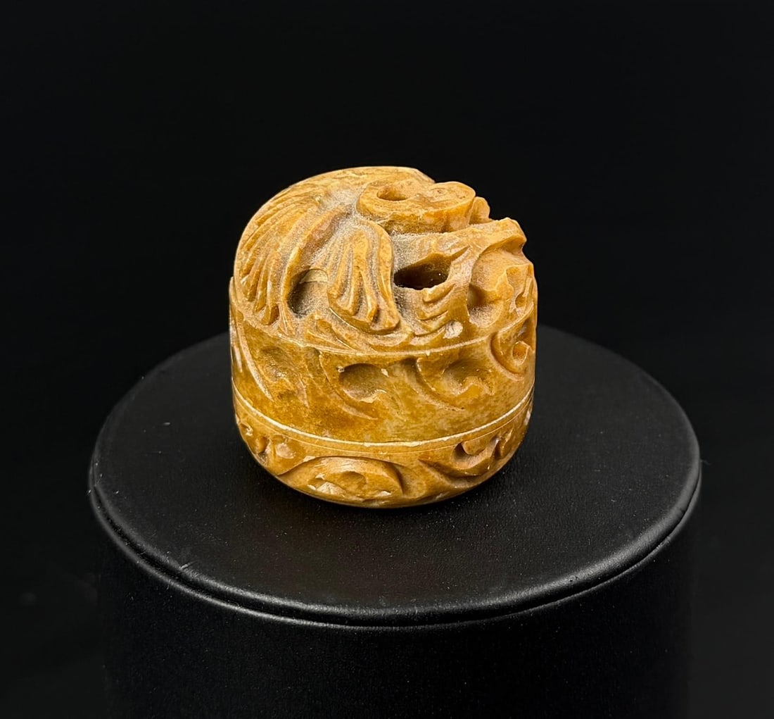 Chinese Soapstone Incense Burner: 1 1/2" diameter, 1 3/8" tall.