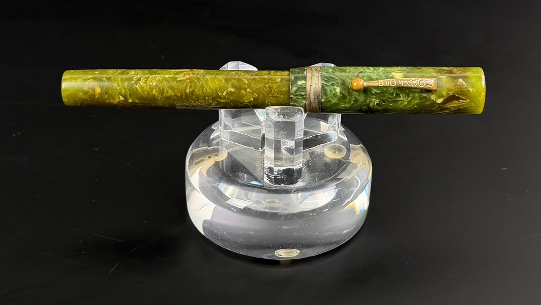 Rockford Marbled Jade Fountain Pen: 5 1/4" long.