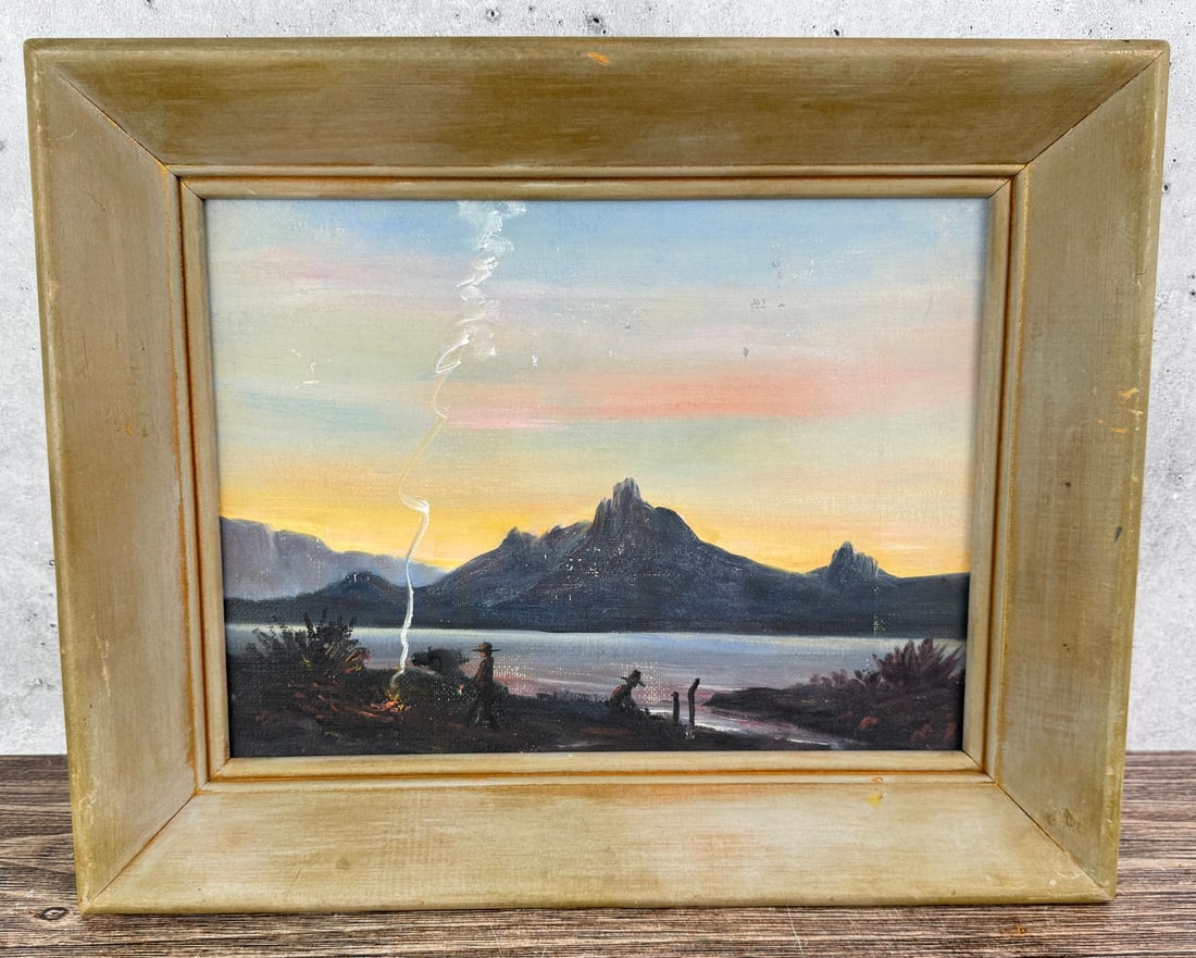 Cowboys in the Desert Painting: 12 1/4" by 15 1/4" framed.