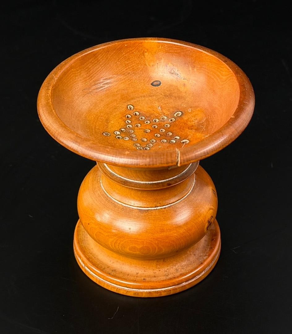 Antique Treen Pounce Pot Sander: 3" tall, 2 3/4" diameter.