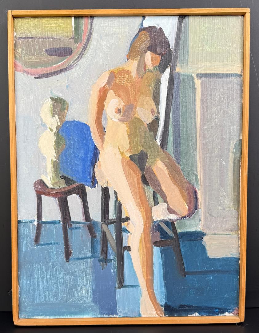 Ben Huberman Nude Model Painting: Title is Model. 12" by 16" unframed. 12 1/2" by 16 1/2" framed. Oil on Canvas.
