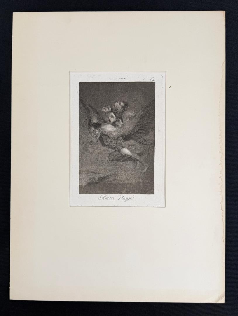 Francisco de Goya Buen Viage Etching: pl. 64 from Los Caprichos. 14" by 19" in matte.