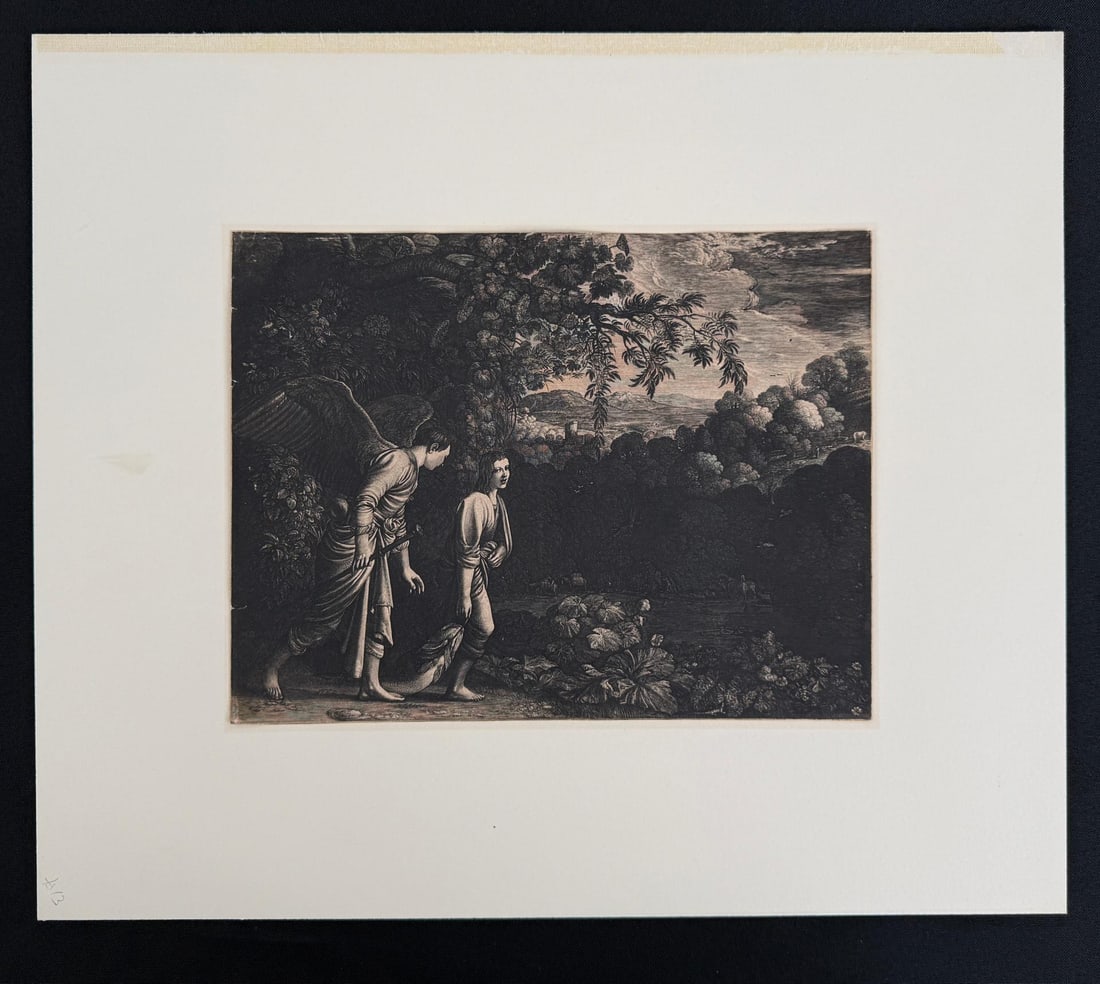 Hendrik Goudt Tobias and the Angel Engraving: 14" by 16 1/4" in matte.