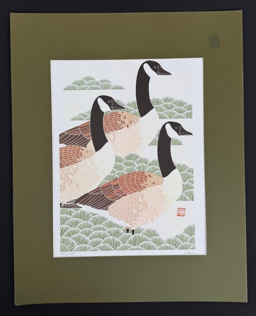 Ikki Matsumoto Canadian Geese Serigraph Print: 16" by 20" in matte.