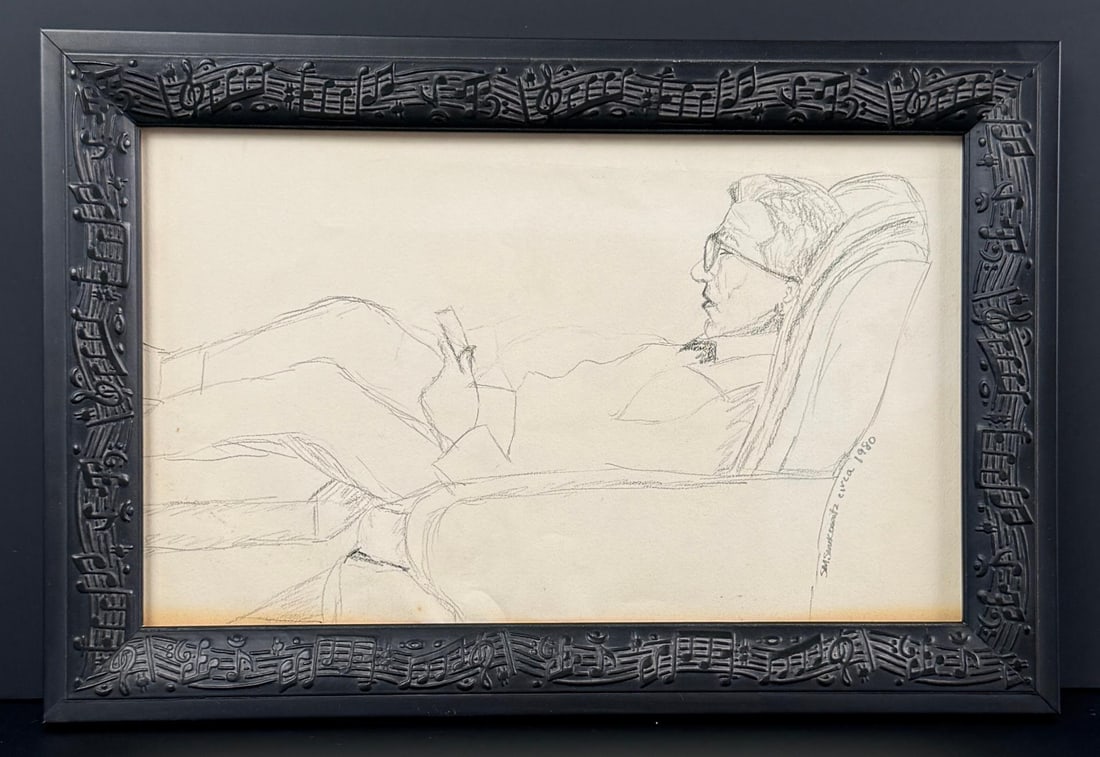 Pencil Drawing of the Simkowitz Family: 9" by 13 1/2" framed.