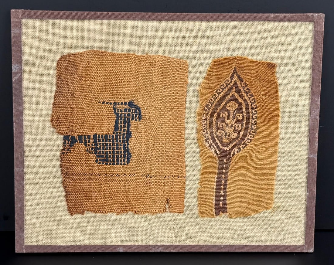 Ancient Coptic Textile Fragments: 8" by 10" on board.