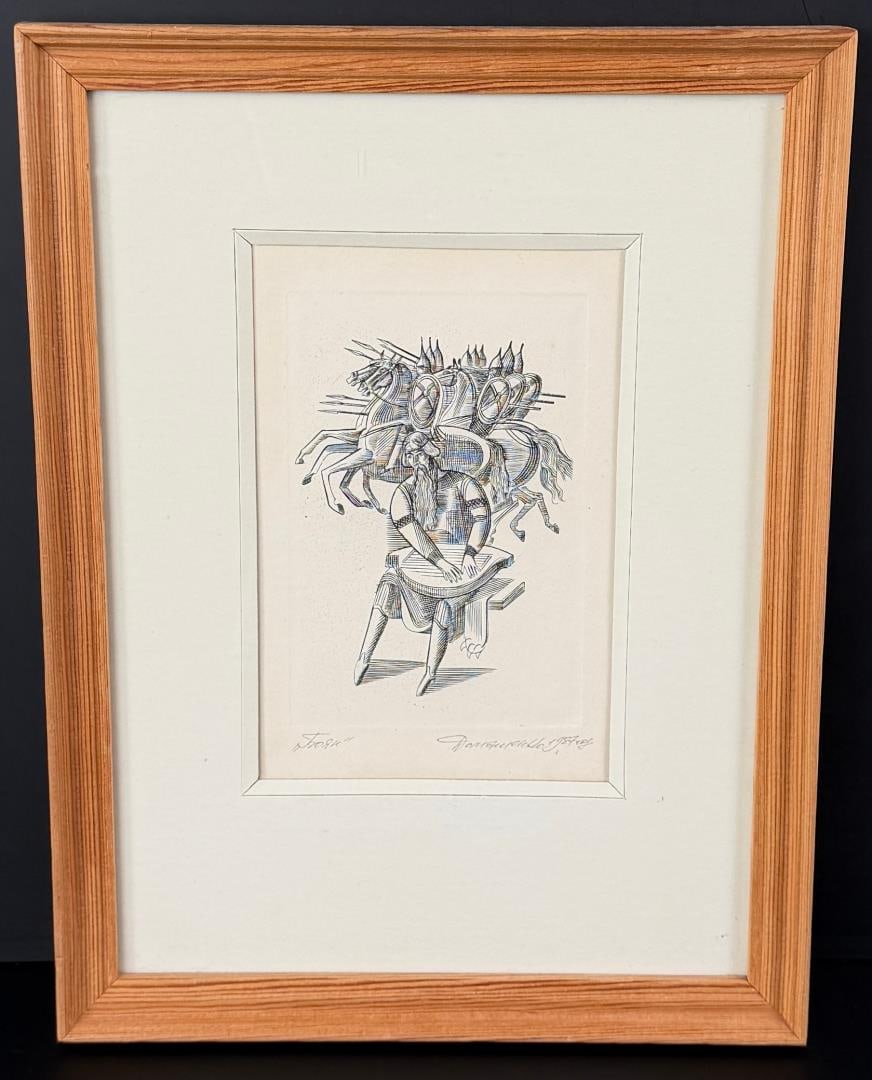 Russian Engraving: 9 1/2" by 13" framed.