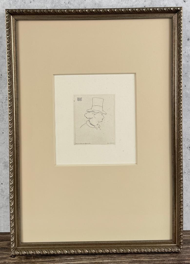 Edouard Manet Baudelaire de Profil en Chapeau: Etching is 13 5/8" by 19" framed.