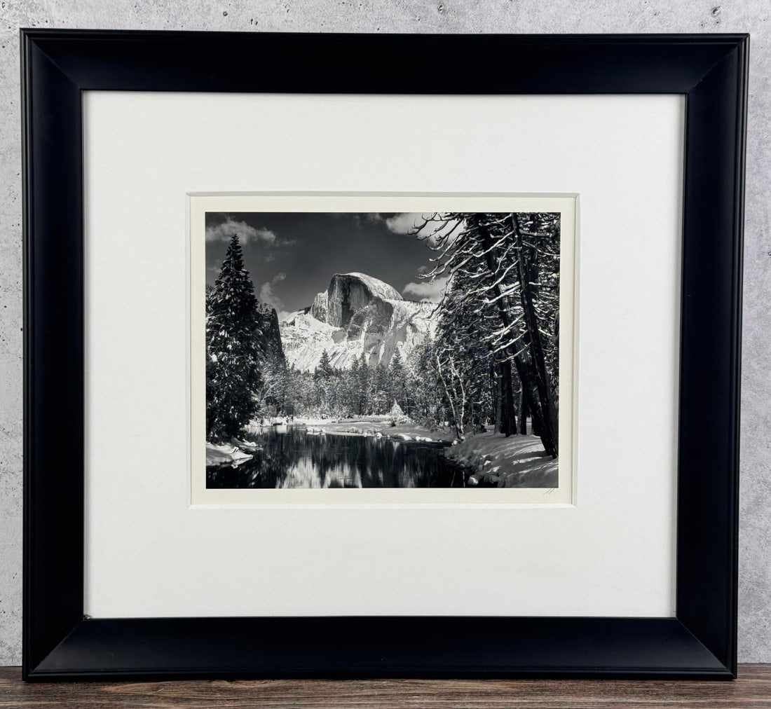 Ansel Adams Half Dome Merced Yosemite Photo: Yosemite National Park. Signed as shown. 8" by 10" unframed. 17 1/2" by 19 3/8" framed.