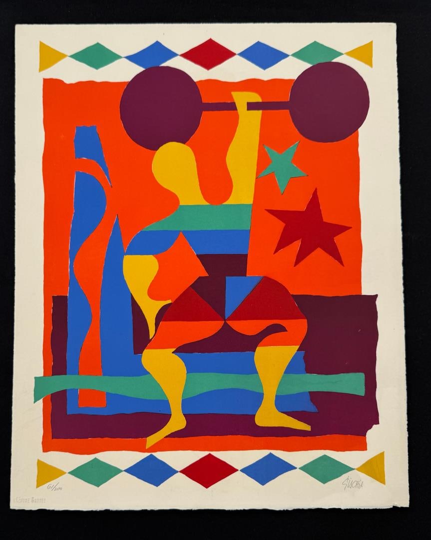 Leon Gischia L'Halterophile The Weightlifter Print: Serigraph is 17 3/4" by 22"
