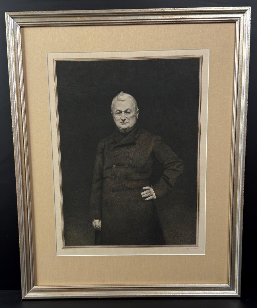 Leon Bonnat Adolphe Thiers Engraving: 19 3/8" by 24 1/8" framed.