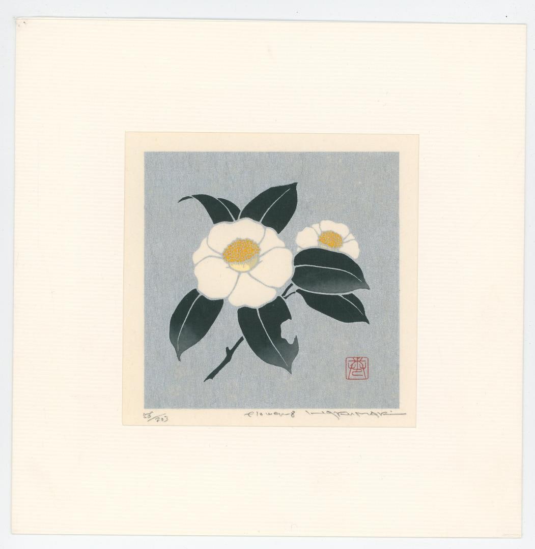 Haku Maki Flower Woodblock Print: 8" by 8" in matte.