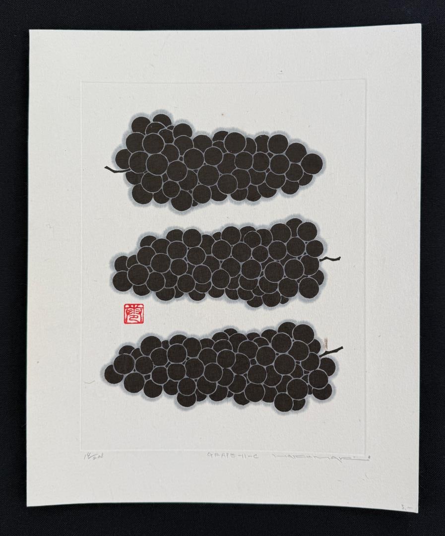 Haku Maki Grape Woodblock Print: 9" by 11"