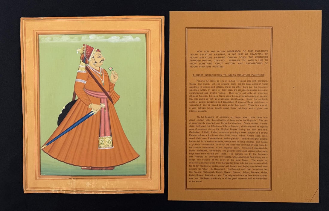 Miniature Mughal Painting: 10" by 12 1/4"