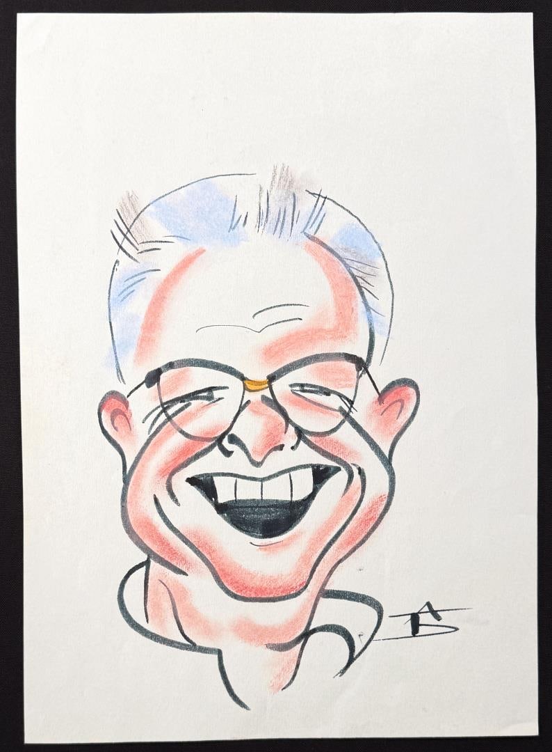 Mid Century New York Caricature Drawing: 9 3/4" by 13 5/8"