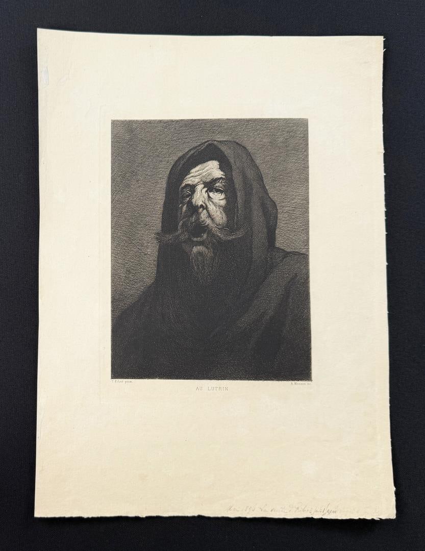 Theodule Ribot Au Lutrin Etching: 10 1/4" by 14 1/4"