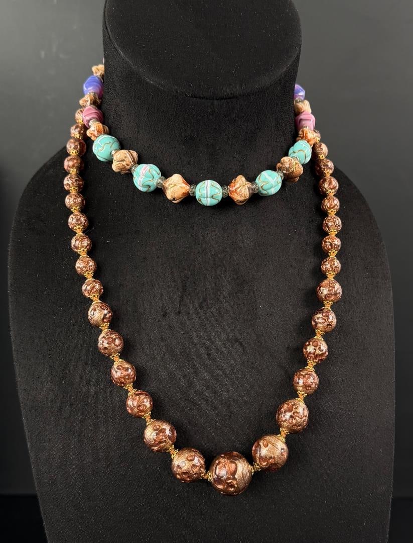 Art Deco Blown Glass Bead Flapper Necklaces (1 of 6)