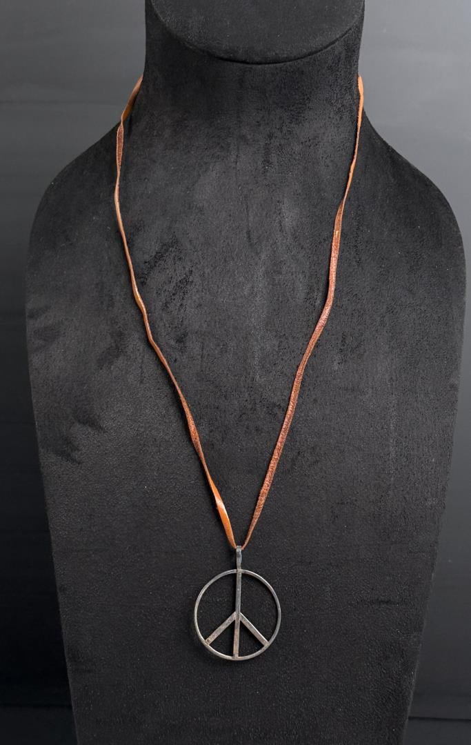 Hippie Summer of Love Sterling Peace Necklace: 15" long as displayed. Pendant is 3.22 grams.