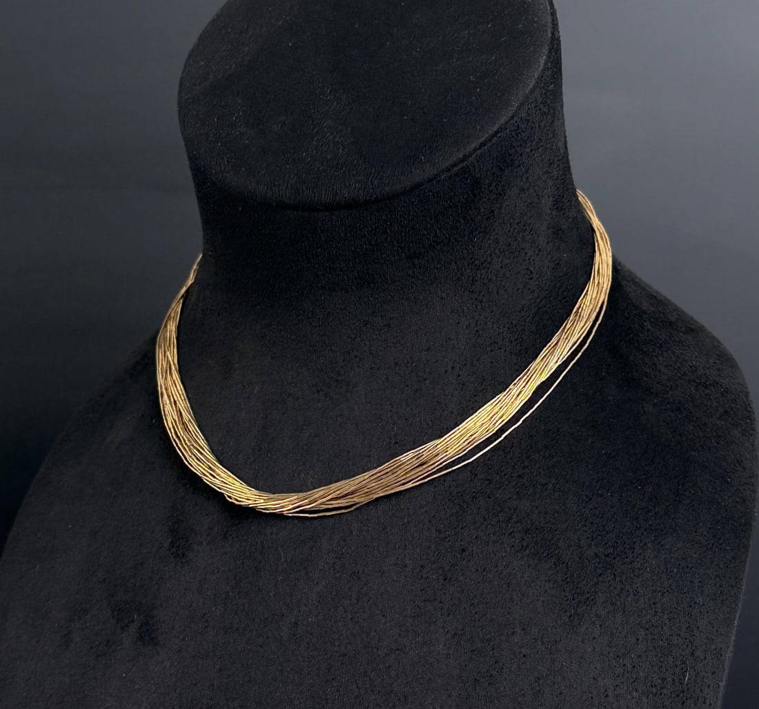 Liquid Gold Filled Navajo Necklace: 8 1/2" long as displayed. 15.33 grams.