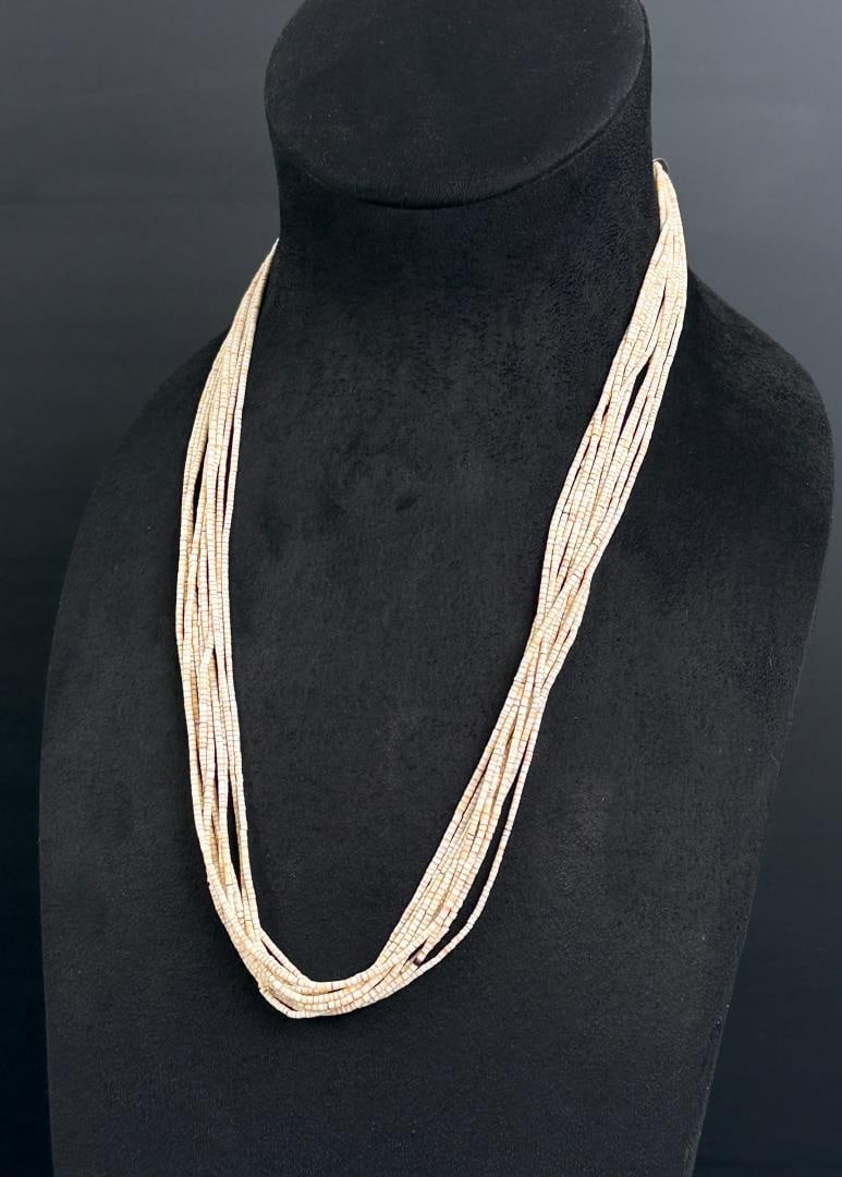 Santo Domingo Pueblo Heishi Necklace: 13" long as displayed.